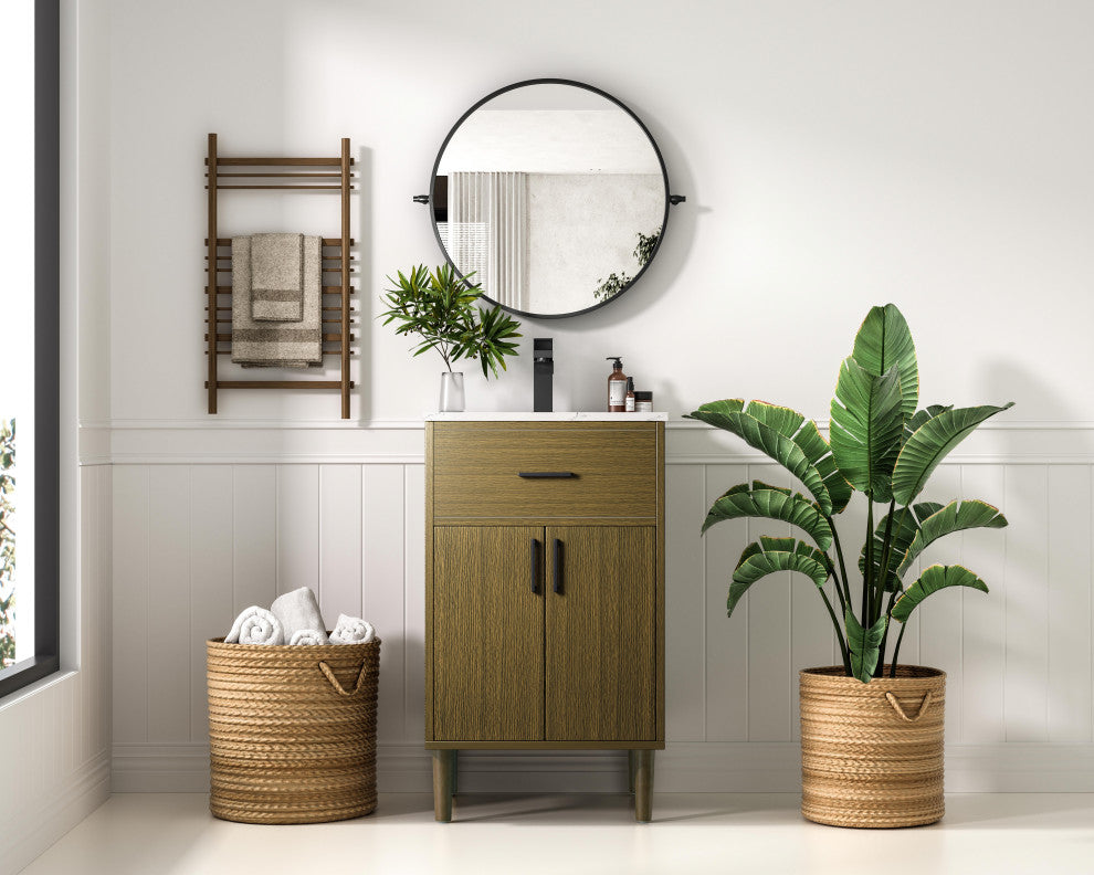 Home Living 20" Single Bathroom Vanity, Chestnut Brown