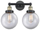 Edison Large Beacon 2-Light 16" Vanity Light, Black Antique Brass, Clear Shade