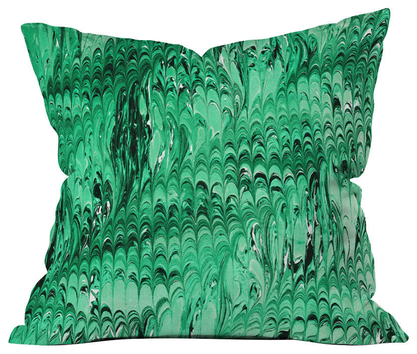 Amy Sia Marble Wave Emerald Throw Pillow, 16"x16"
