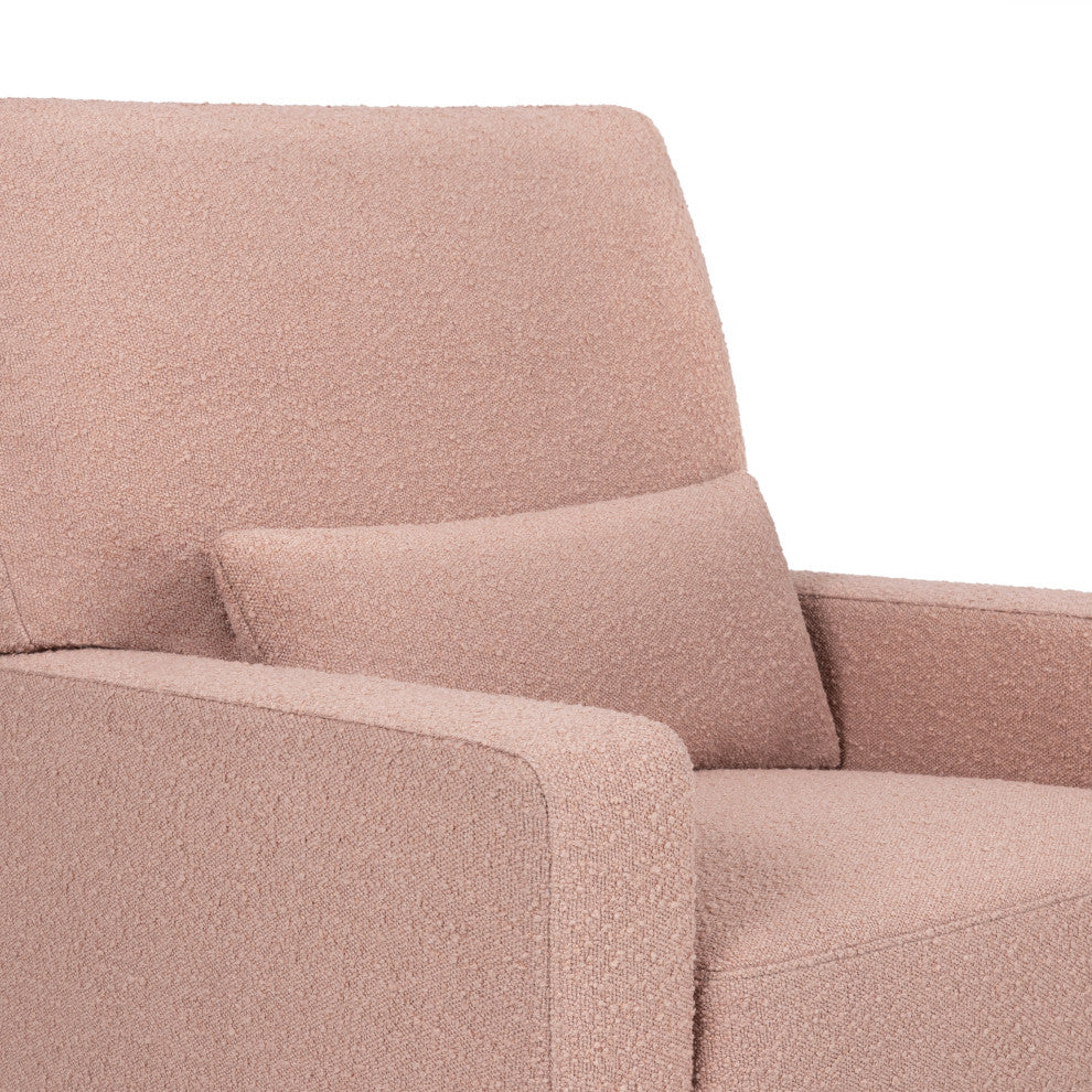 Crawford Pillowback Comfort Swivel Glider, Boucle with Tassel Fringe, Rose