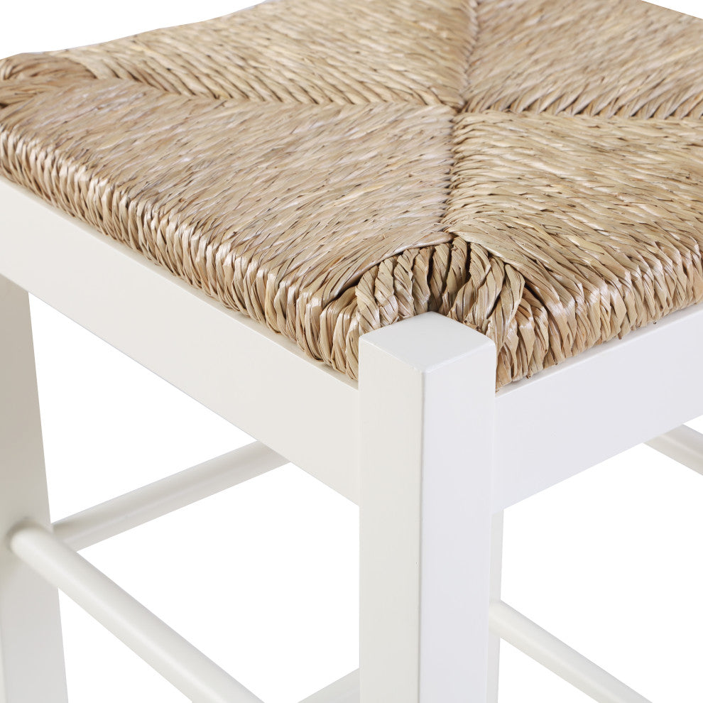 Square Rush Backless Counter Bar Stool, Cream