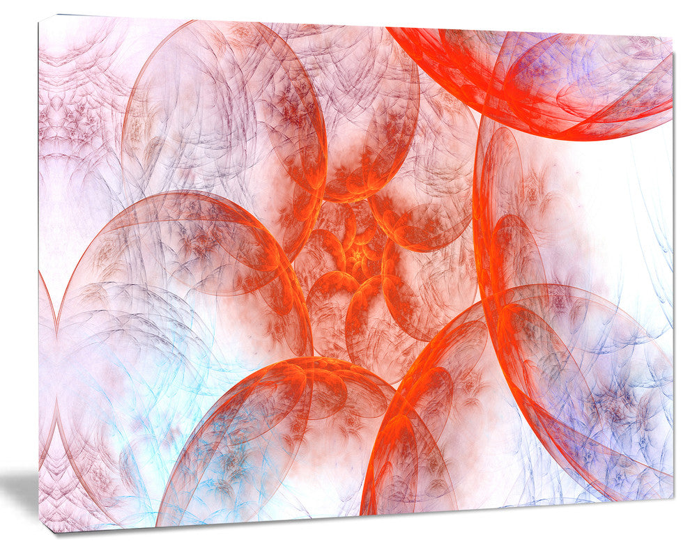 Large Red Fractal Circles, Floral Canvas Art Print, 40"x30"