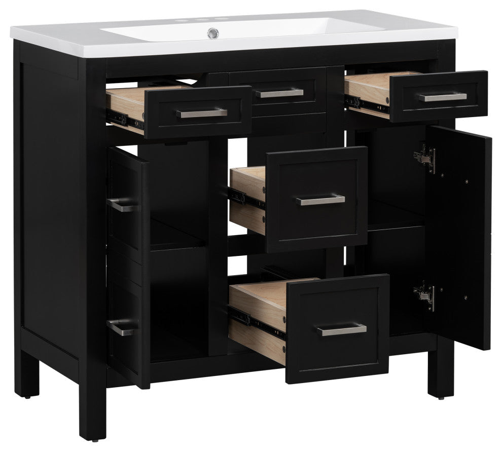 36" Bathroom Vanity Cabinet with Resin Integrated Sink