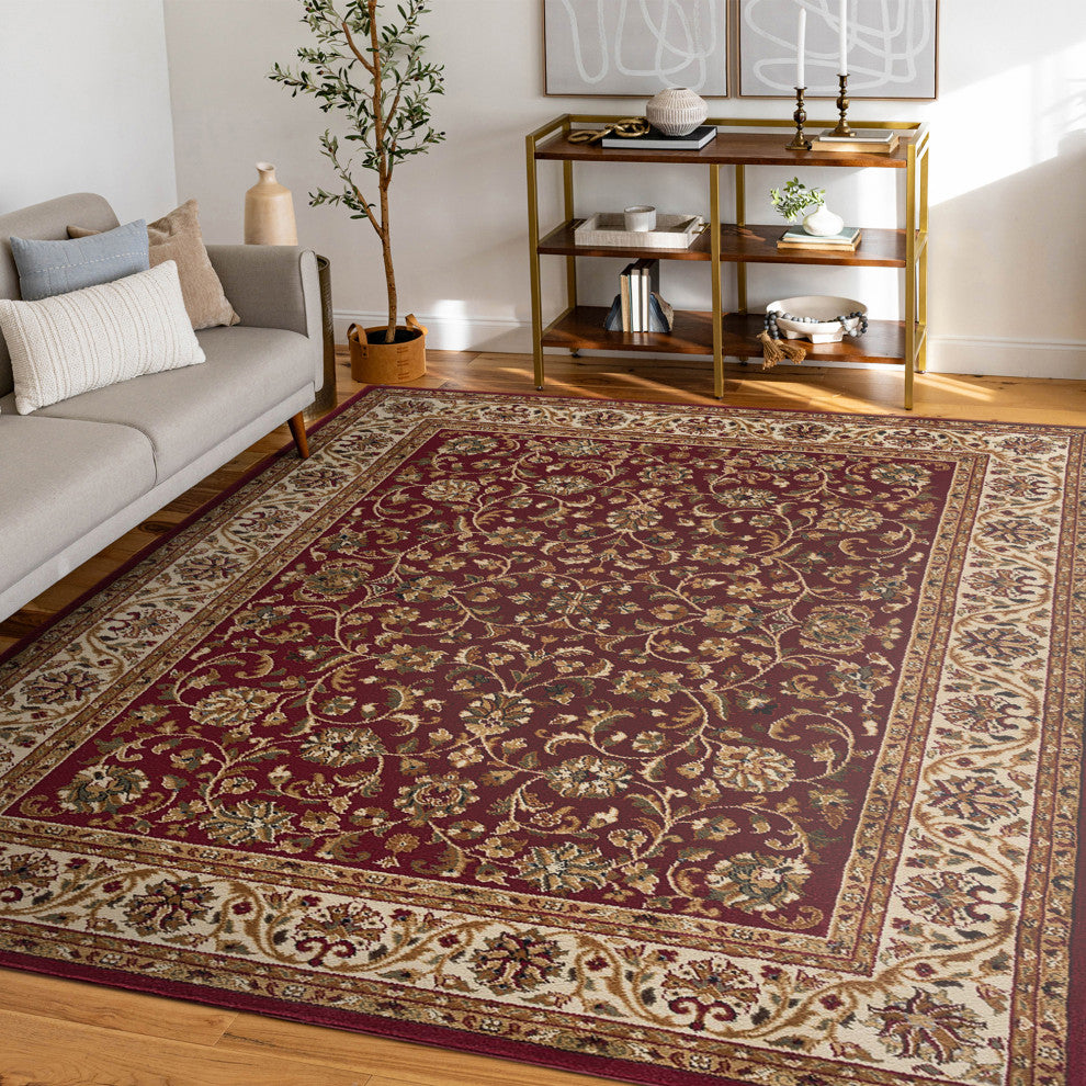 Ventura Transitional Oriental Red Rectangle Area Rug, 9'x12'