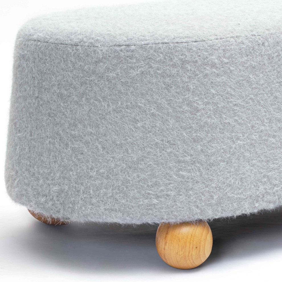 Jaine Large Ottoman, Gray Loose Mohair