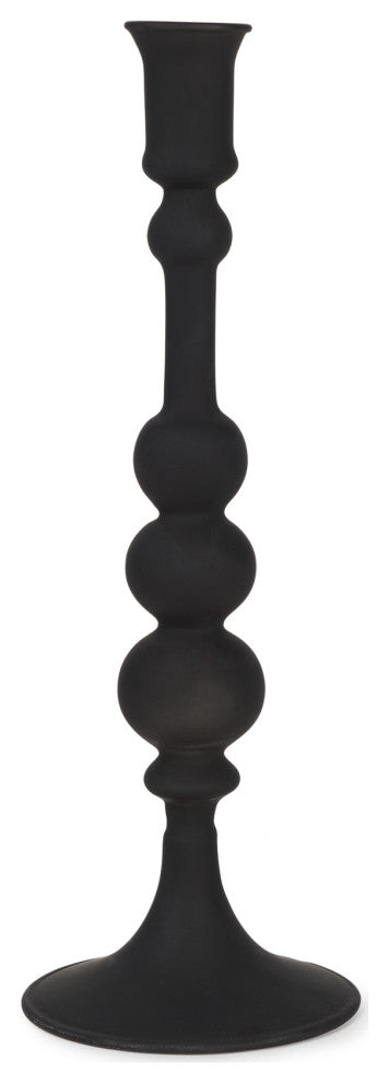 Haute Large Matte Black Blown Glass Candlestick