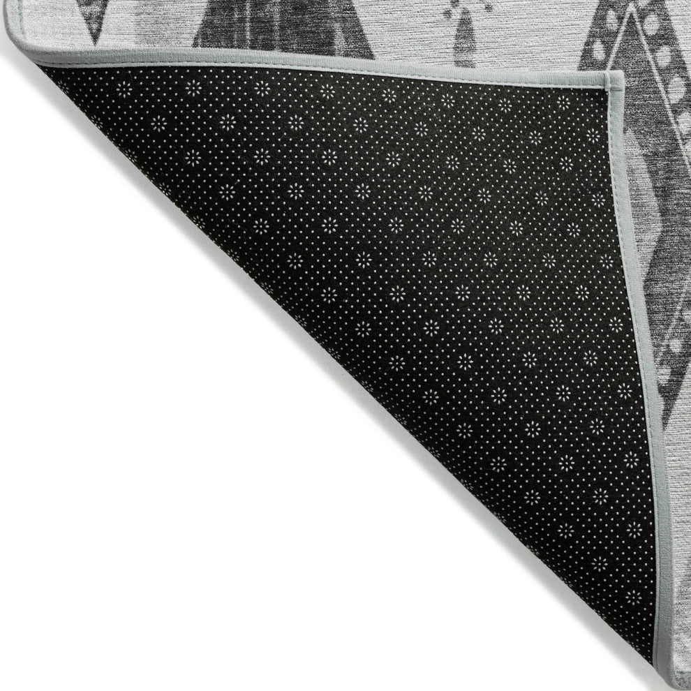 Machine Washable Indoor/Outdoor Chantille ACN1861 Gray 2'3" x 7'6" Runner Rug