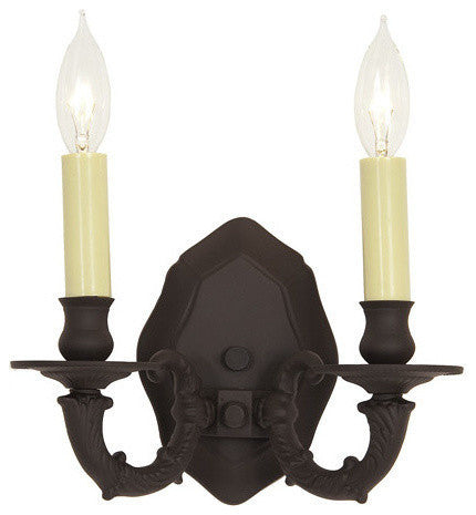 Two Light Decorative Cast Brass Sconce, Oil Rubbed Bronze