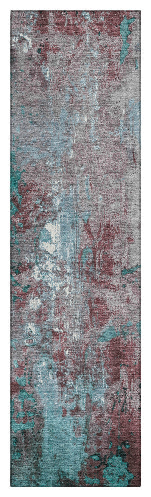 Machine Washable Indoor/Outdoor Chantille ACN1870 Teal 2'3" x 7'6" Runner Rug
