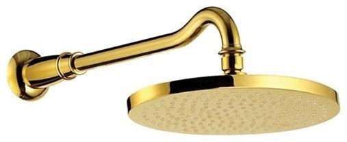 Fontana 12" Gold Plated Round Rain/Square Shower Head, Solid Brass