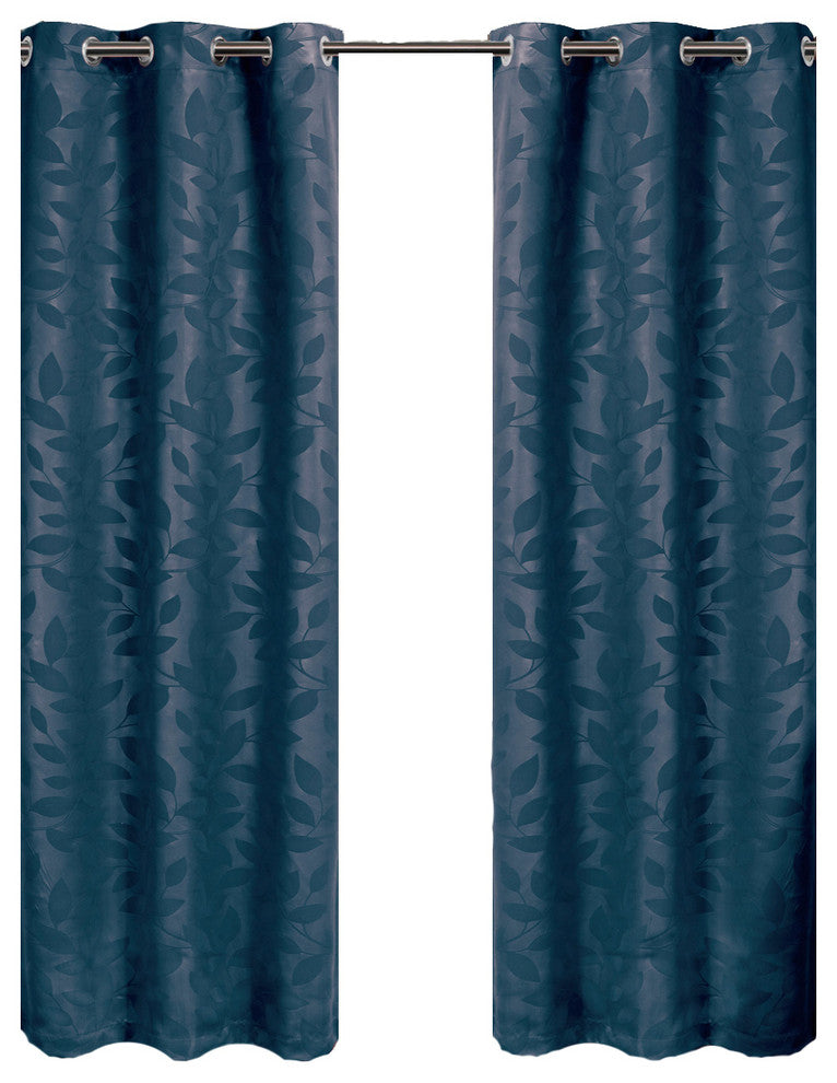 Virginia 2PC Blackout Weave Grommet Panels, Navy, 74"x96"