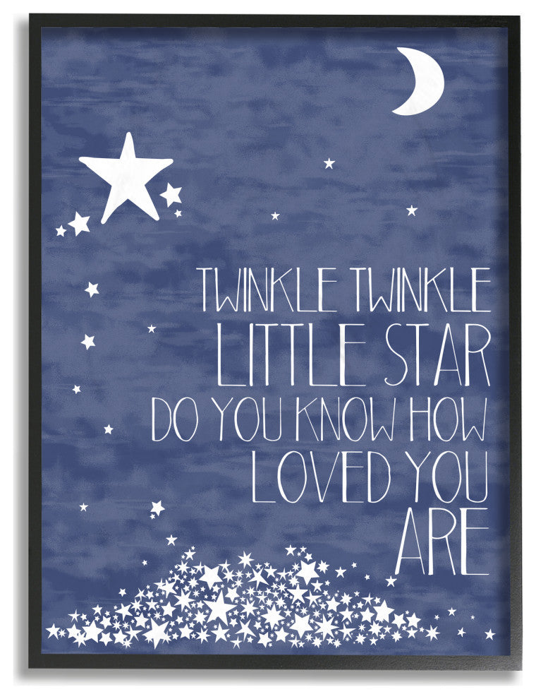 Stupell Industries Navy Textural Twinkle Little Star Typography, 24"x30", Black