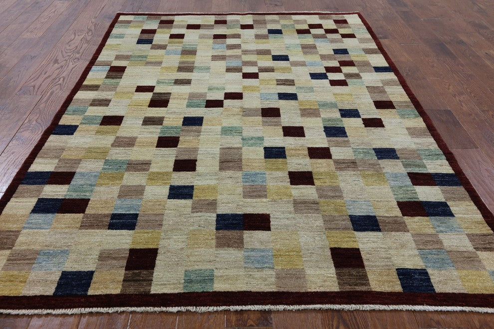 6'x8' Persian Gabbeh Hand Knotted Oriental Rug, P2621