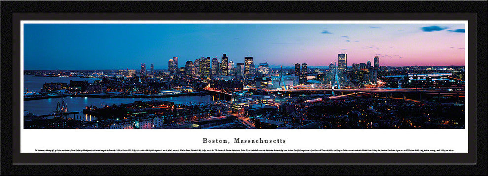 Boston Skyline Panoramic Poster, Massachusetts , Select Frame