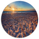 Trodden Sandy Beach At Sunset, Seashore Art Disc Metal Wall Art, 36"