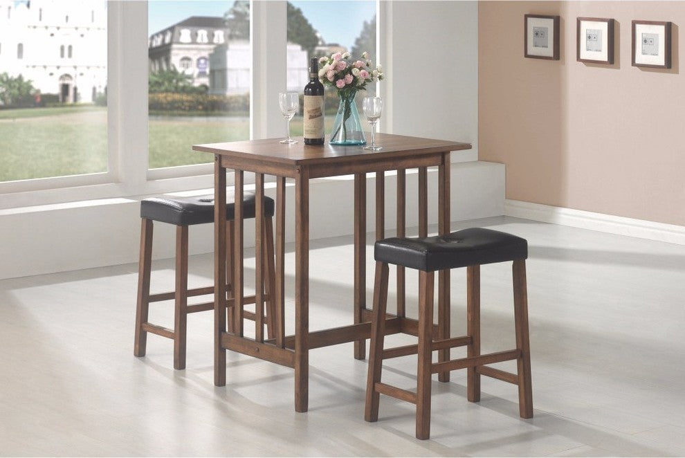 Benzara BM158092 Contemporary Style 3 Piece Counter Height Set, Brown