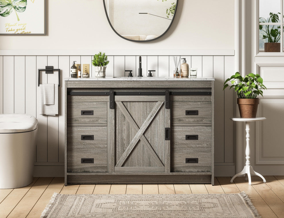 Home Living 48" Single Bathroom Vanity, Rustic Grey