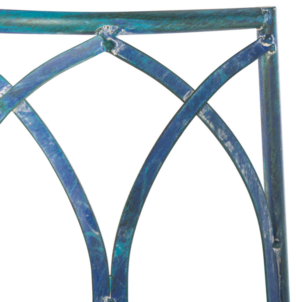 Safavieh Abia Wrought Iron 50"W Outdoor Tree Bench, Antique Blue