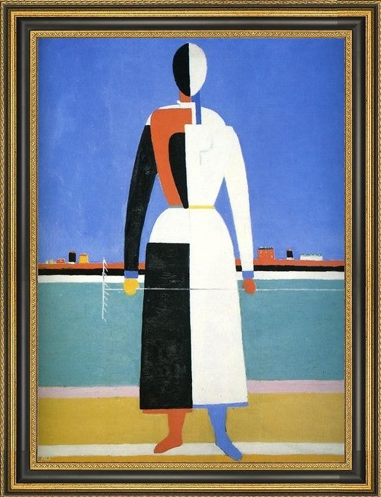Kazimir Malevich Woman with Rake - 16" x 24" Framed Premium Canvas Print