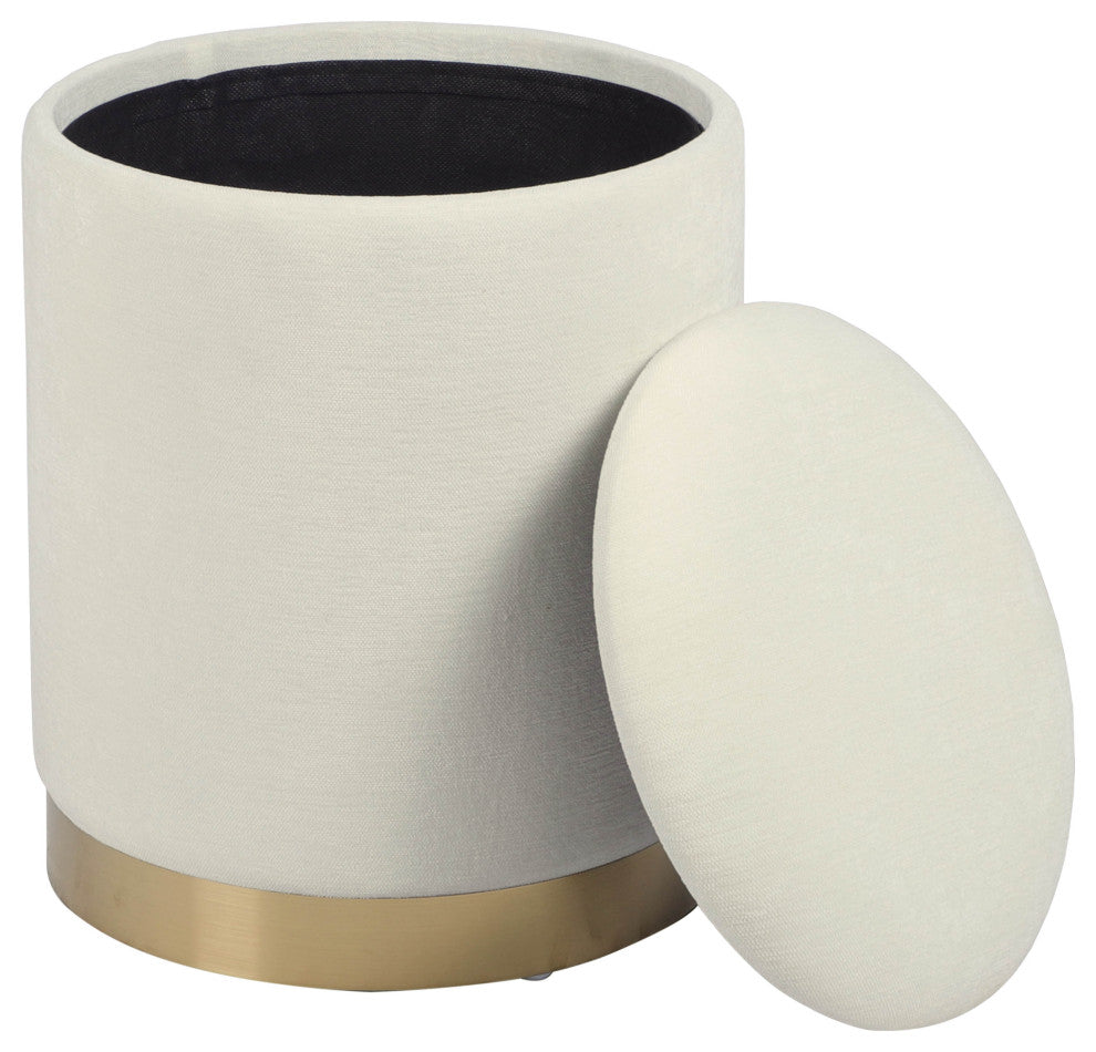 Zoe Cream Chenille Storage Ottoman