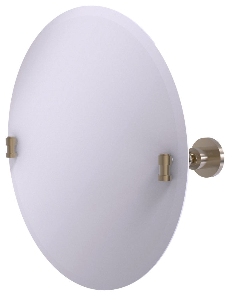 Washington Square Frameless Round Beveled Edge Tilt Mirror, Antique Pewter