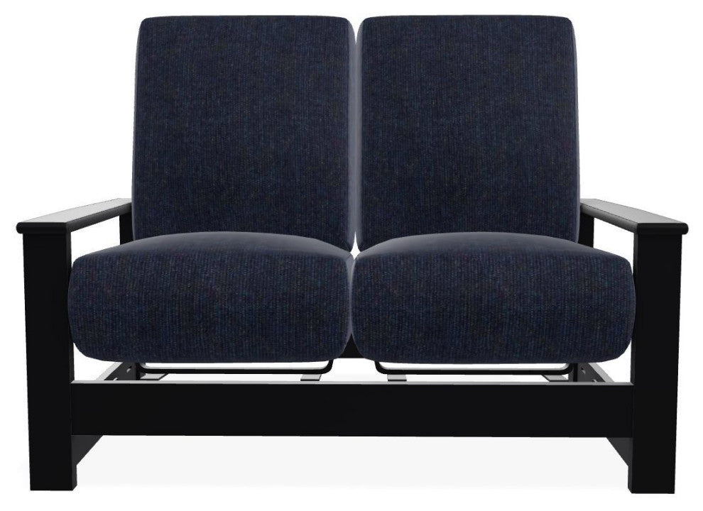 Leeward Deep Seat Outdoor Loveseat with Hidden Motion, Indigo/Black