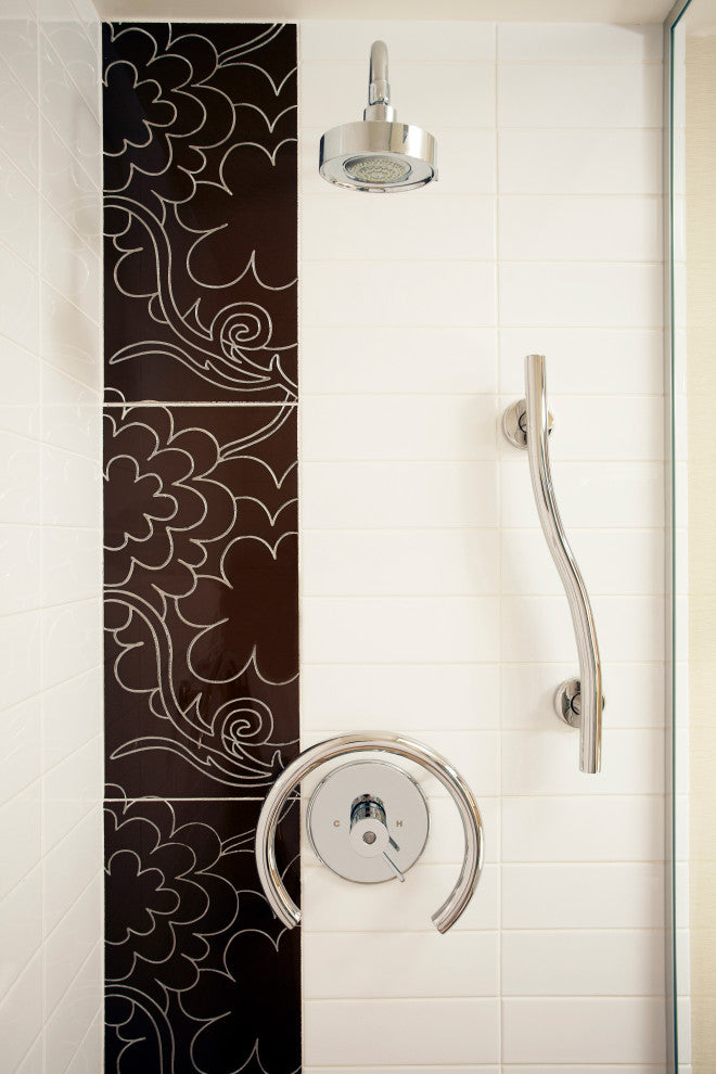 Wave Design Shower Grab Bar, Polished Stainless, 24"