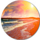 Desert Beach At Sunset, Modern Beach Round Metal Wall Art, 36"