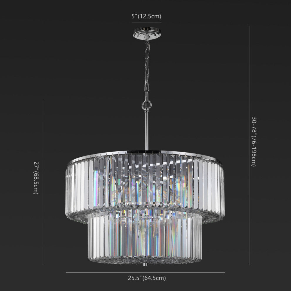 Safavieh Couture Viviann Crystal 2 Tier Chandelier, Chrome/Clear