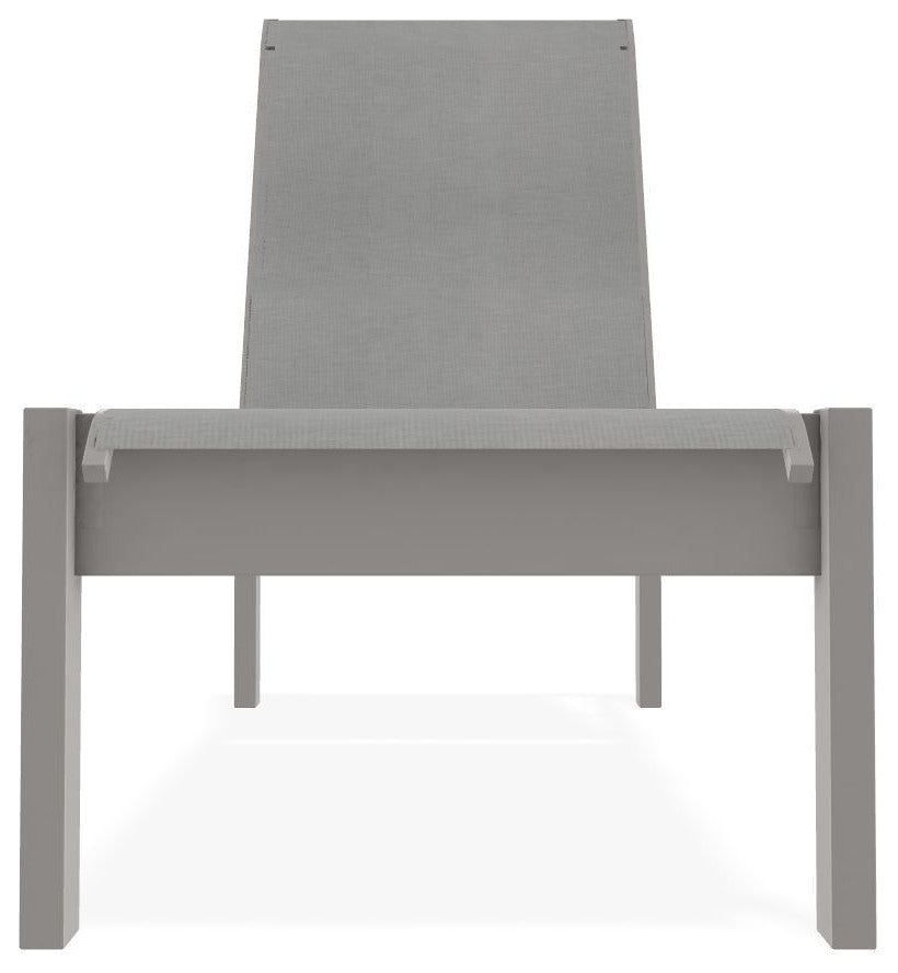 Leeward Sling Stackable Outdoor Chaise Lounge, Alloy/Warm Gray