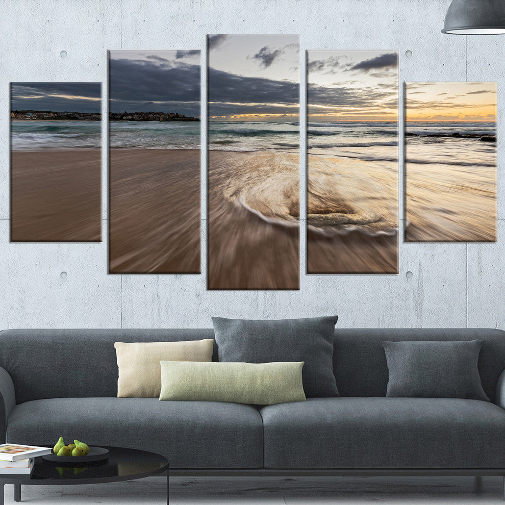 "Morning With Playful Surf and Pleasant Sky" Wall Art, 5 Panels, 60"x32"
