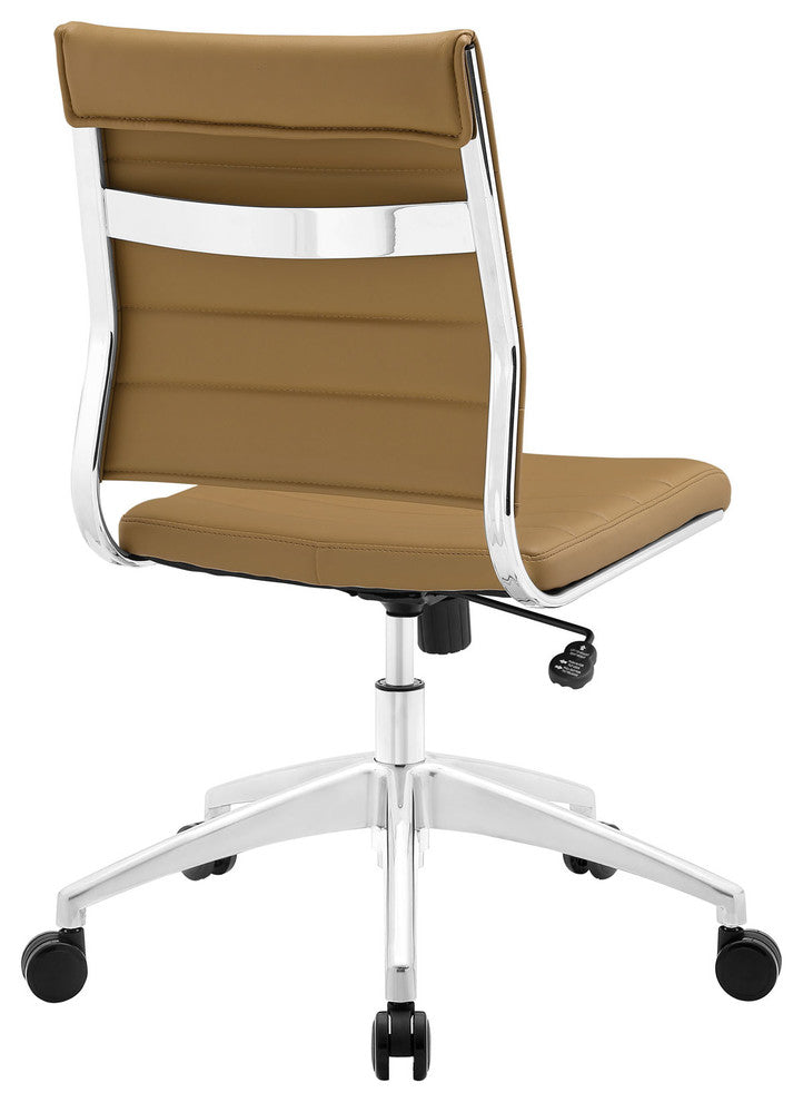 Modern Contemporary Office Chair, Brown Faux Leather