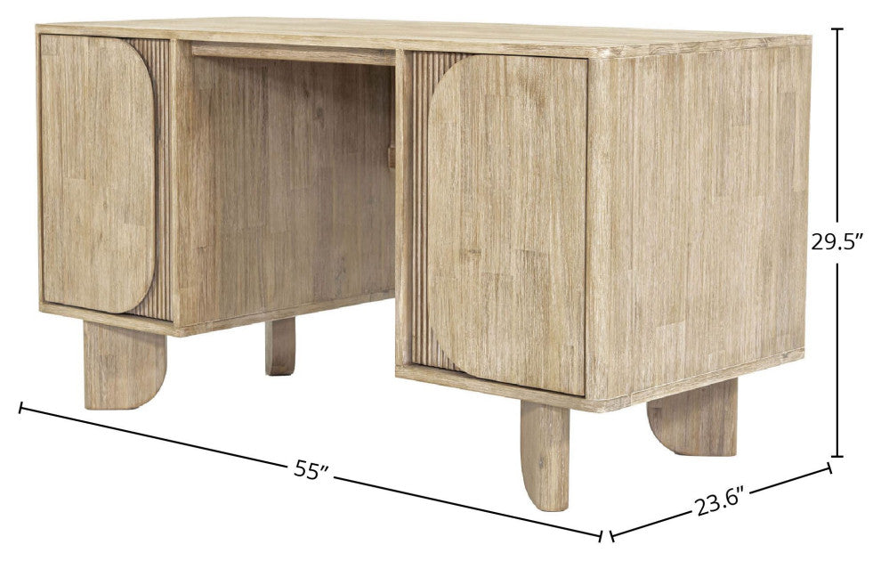 Haru 55" Wide Acacia Desk, Beige