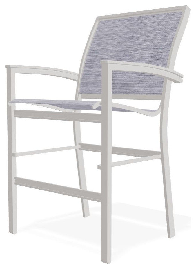 Bazza Sling Balcony Height Stackable Outdoor Stool, Brooks/Warm Gray