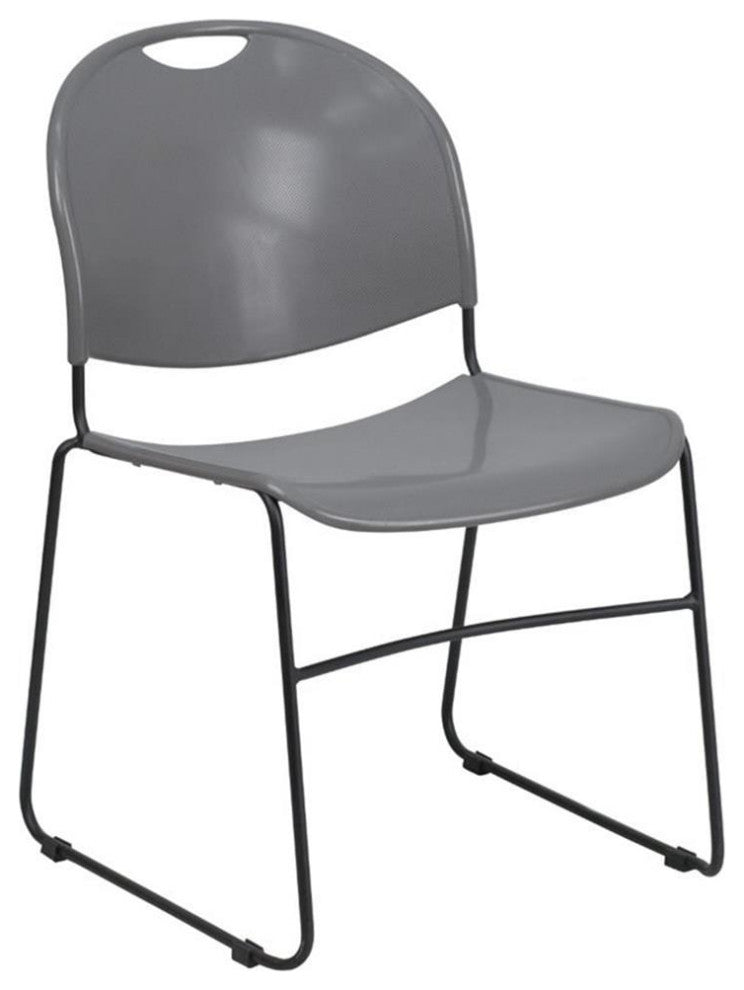 Flash Furniture Hercules Ultra Compact Stacking Chair in Gray and Black