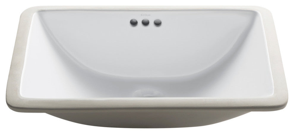 Elavo Ceramic Rectangle Undermount Bathroom Sink, White