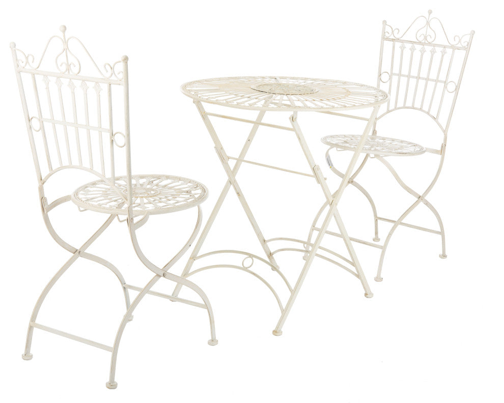 Safavieh Belen Bistro Set, One Table and Two Chairs Pearl White