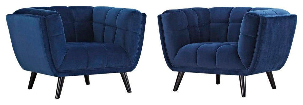 Bestow 2-Piece Velvet Armchair Set Navy