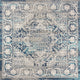 Modern Persian Vintage Medallion Navy /Light Grey 6' Square Area Rug