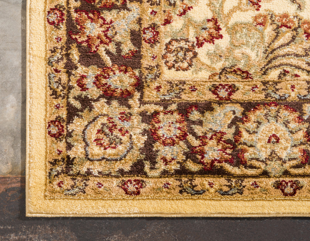 Unique Loom Cream Asheville Voyage 4' 0 x 4' 0 Square Rug