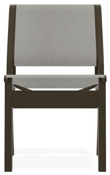 Leeward Sling Stackable Outdoor Dining Chair, Augustine Oyster/Beachwood