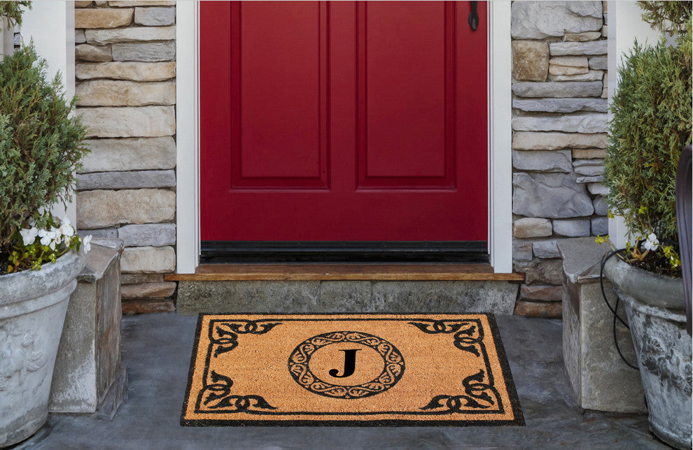 A1HC First Impression Geneva Monogrammed Entry Doormat 24"x39", J