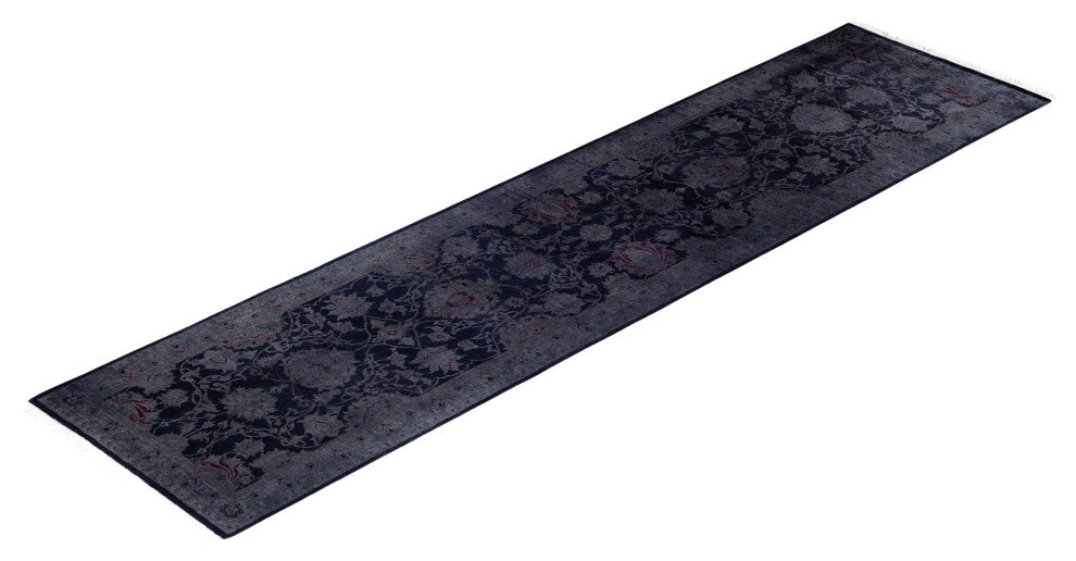 Overdyed One-of-a-Kind Hand-Knotted Area Rug Navy, 2' 6" x 10' 1"