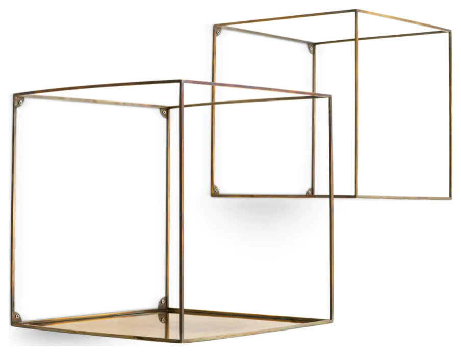 Vintage Brass Square Wall Racks, 2-Piece Set, Eichholtz Deco