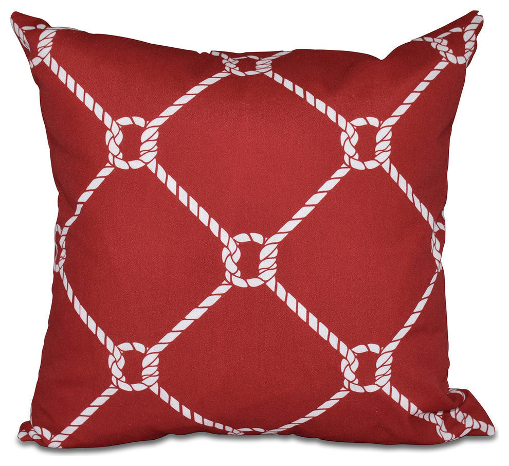 Ahoy!, Geometric Print Pillow, Red, 20"x20"
