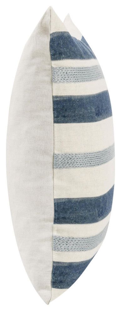 Seiano 22" Belgian Linen Fabric Blue Throw Pillow