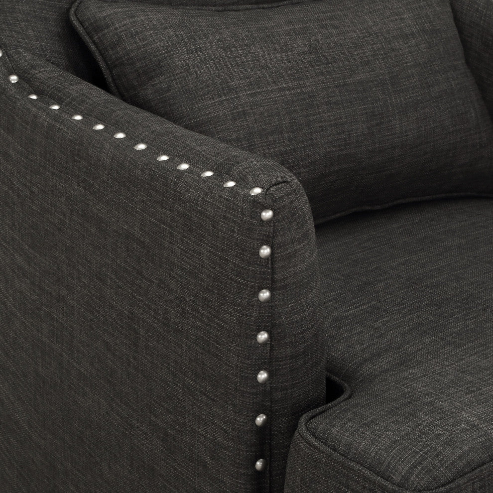 Kori Wingback Accent Chair with Nailhead Trim, Gray