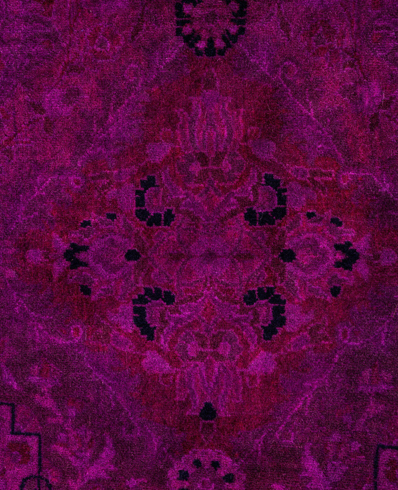 Overdyed One-of-a-Kind Hand-Knotted Area Rug Purple, 8' 1" x 8' 1"