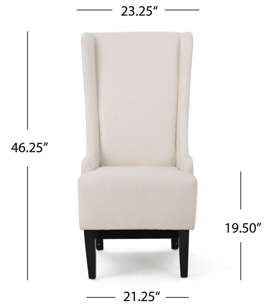 GDF Studio Sheldon Traditional Design High Back Fabric Dining Chair, Beige