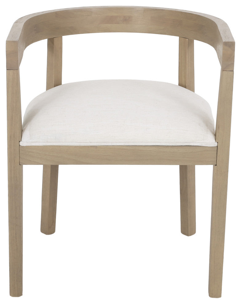 GDF Studio 47.25" Round Pedestal Dining Table With 4 Armchairs, Beige/Black